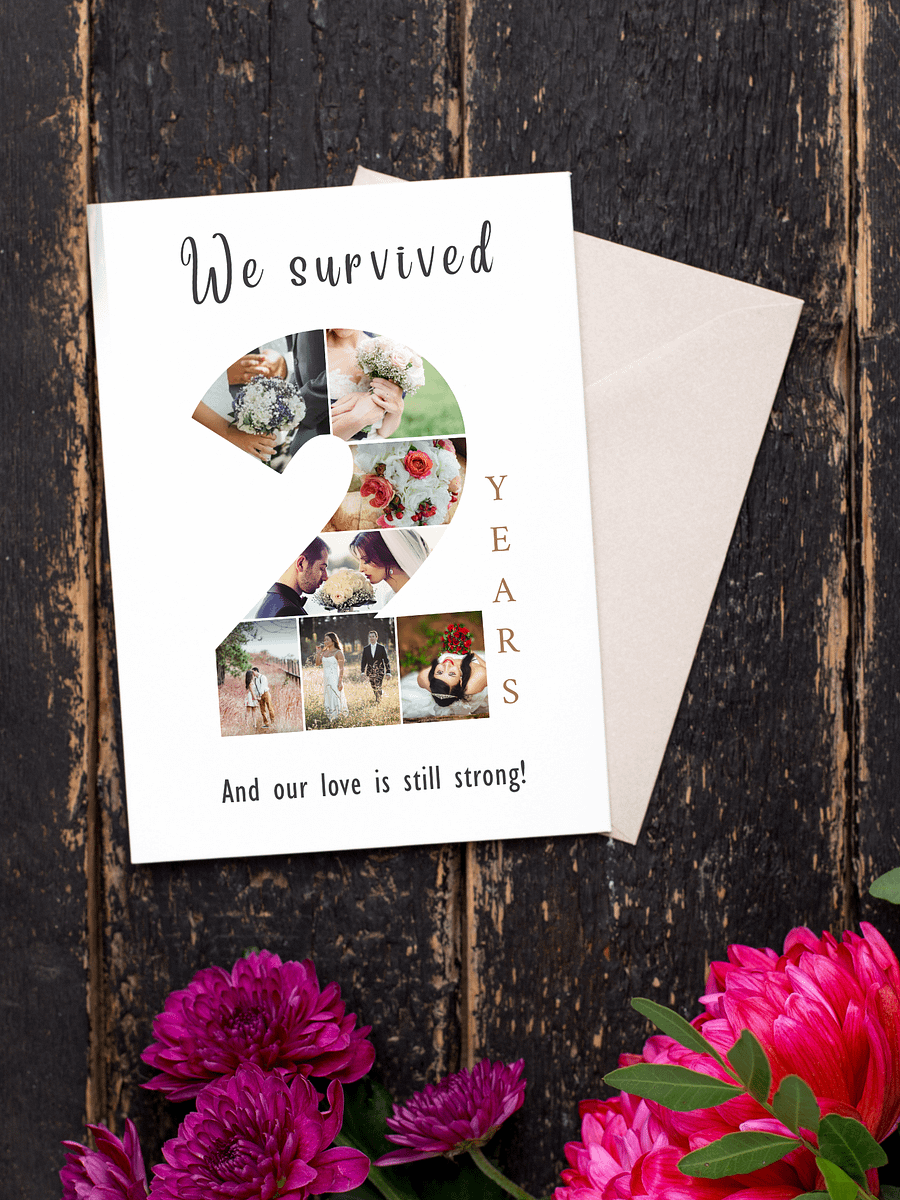 2 Year Anniversary Photo Card Editable Canva Template product image (3)