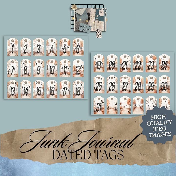 Autumn Crows - Printable Dated Tags V4 product image (1)