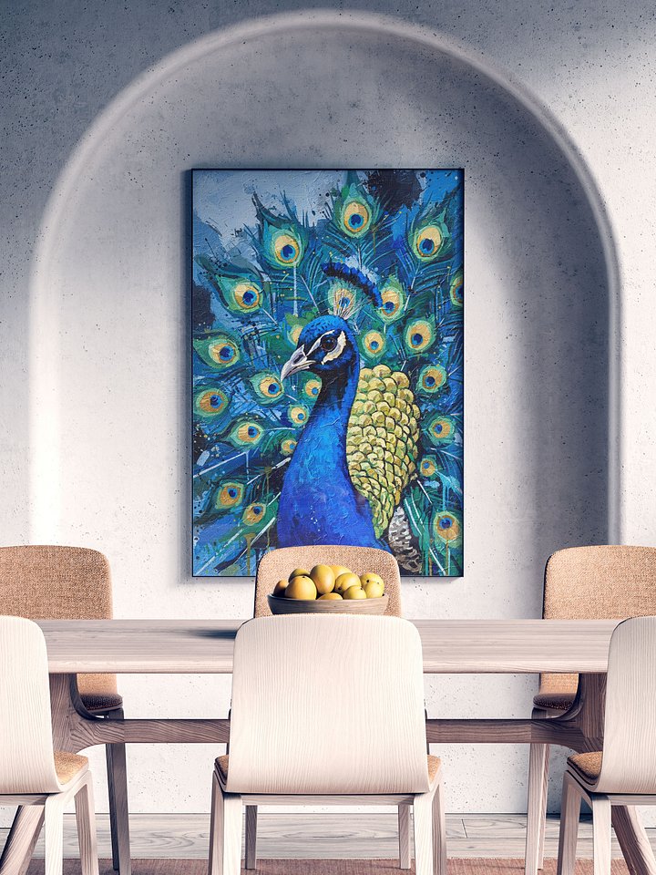 Radiant Majesty – Blue Peacock Abstract Canvas Wall Art product image (6)