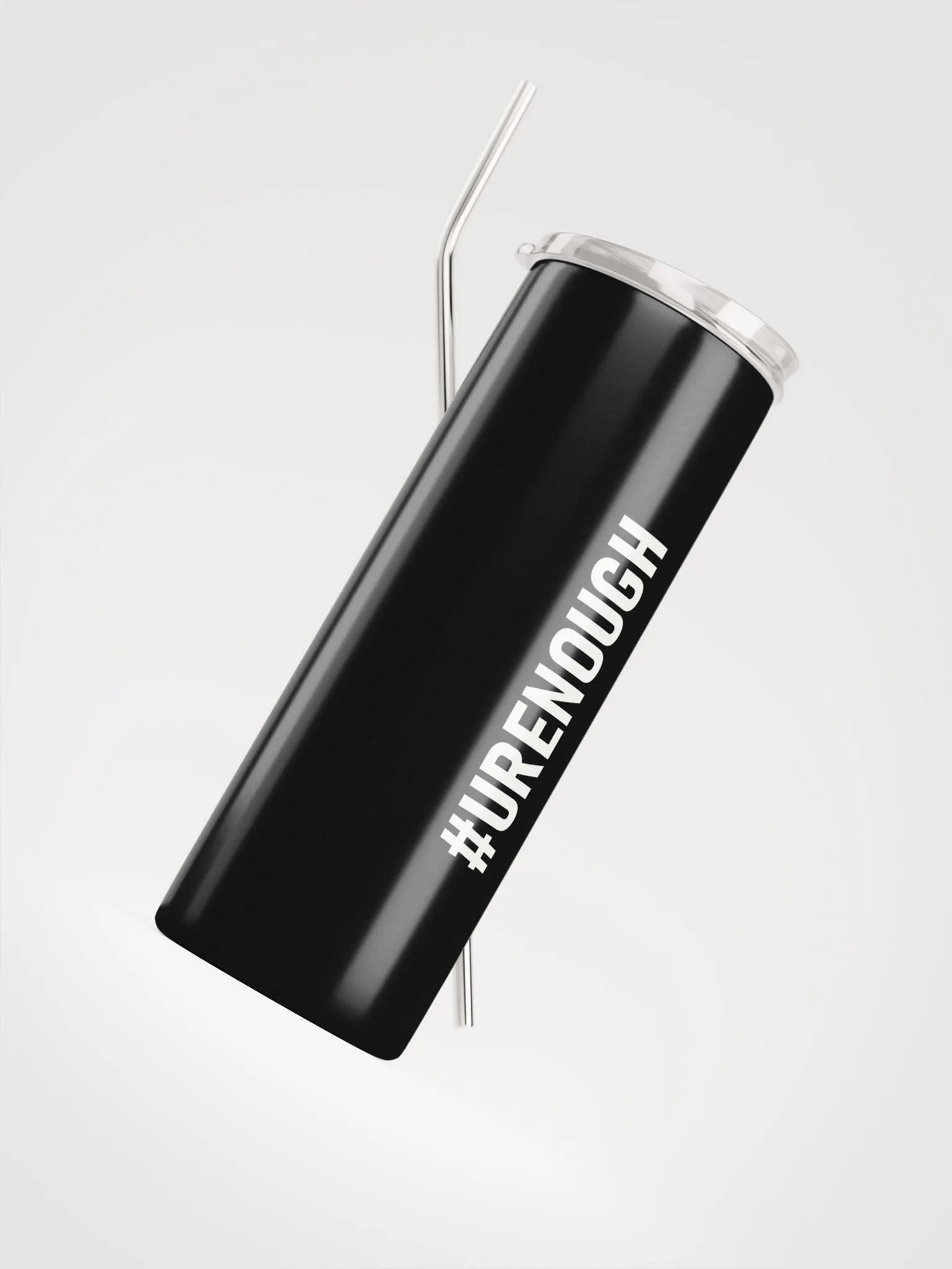 20 oz #URENOUGH - High Grade Travel Tumbler with Straw - Black product image (4)