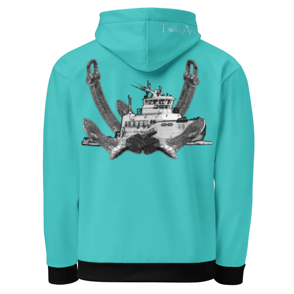 turquoise Twin Anchor Titan tug Hoodie product image (1)