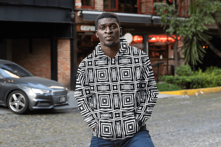 Abstract Monochrome Repeating Pattern Unisex All Over Print Hoodie product image (2)