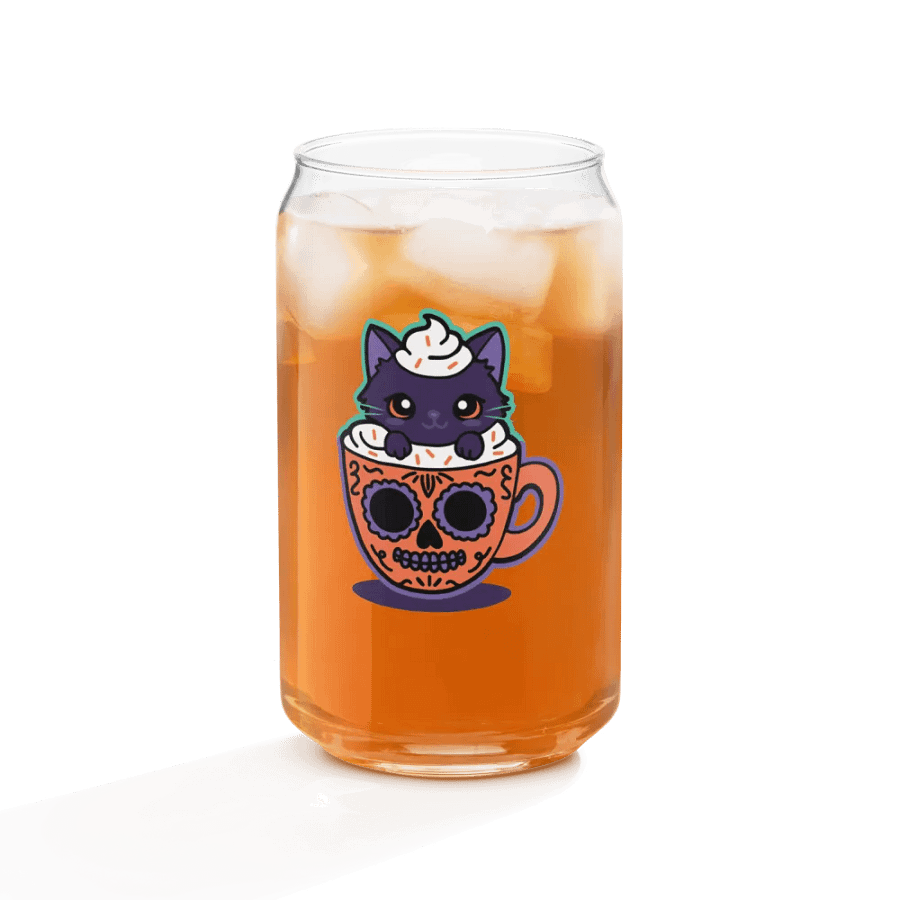 Sugar Skull Kitten Mug 16oz Can-Shaped Drinking Glass product image (2)