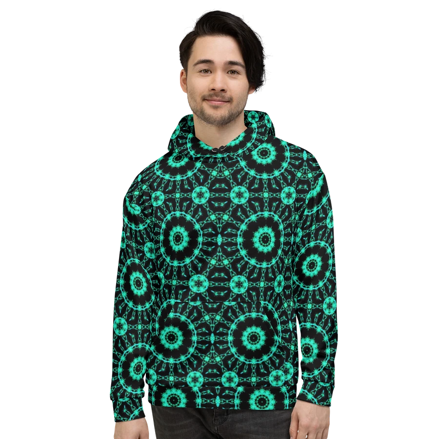 Abstract Repeating Neon Green Shapes Unisex All Over Print Hoodie product image (4)