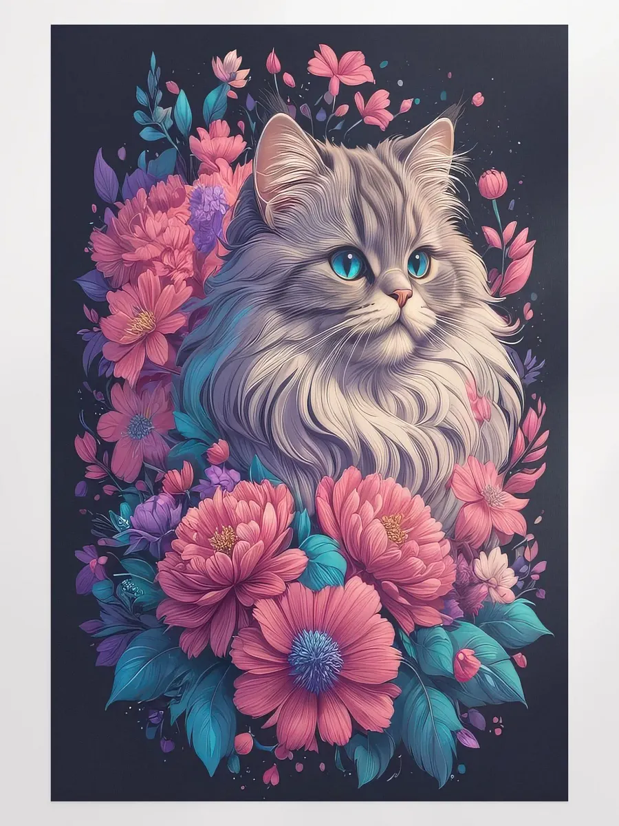 Flower Cat v2 - Poster - Large 24x36 Inches product image (1)