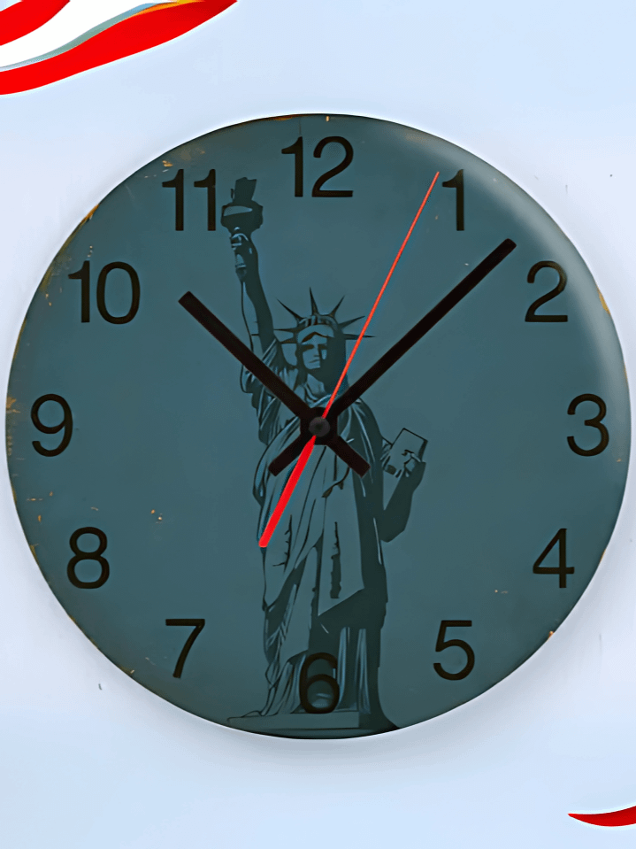 Vintage Statue of Liberty Wall Clock PNG – American Flag Themed Sublimation Design – High-Quality 300 DPI Artwork – Instant Digital Download product image (1)