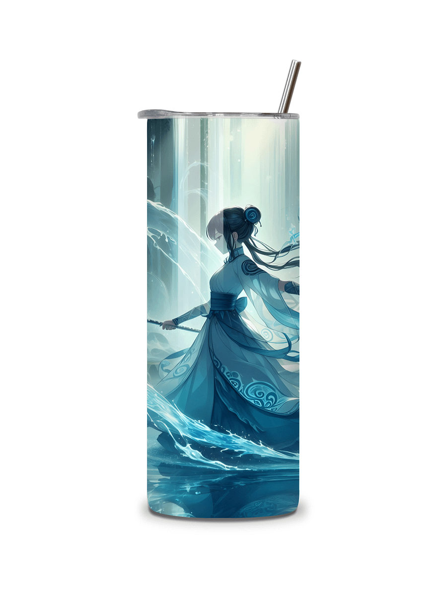 Elemental Anime Girl 20oz Skinny Tumblers with Metal Straws – Fire, Water, Earth, and Wind Designs – Double-Walled Insulated Stainless Steel Tumbler, Gift for Anime Fans and Nature Lovers (Water) product image (5)