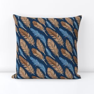 Seamless Pattern - Large Feather Pattern in Blues and Browns product image (5)