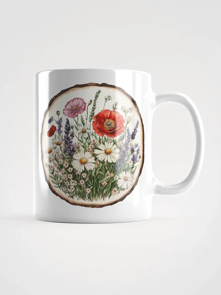 Red Poppy Wildflower Round Wood Art Ceramic Mug product image (1)