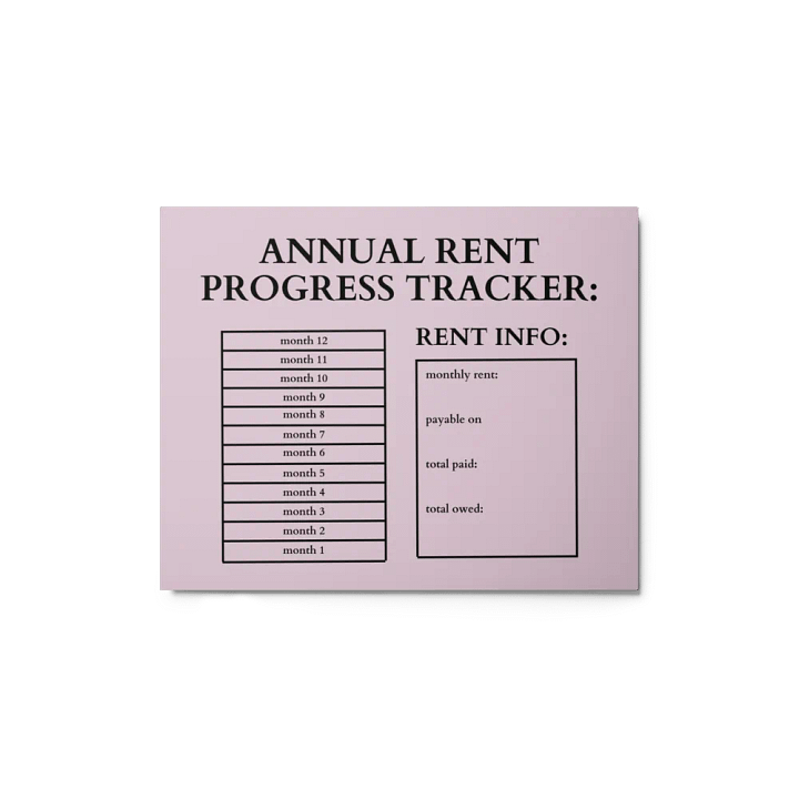 HIGHFALUTIN ANNUAL RENT TRACKER (black design 13) product image (1)