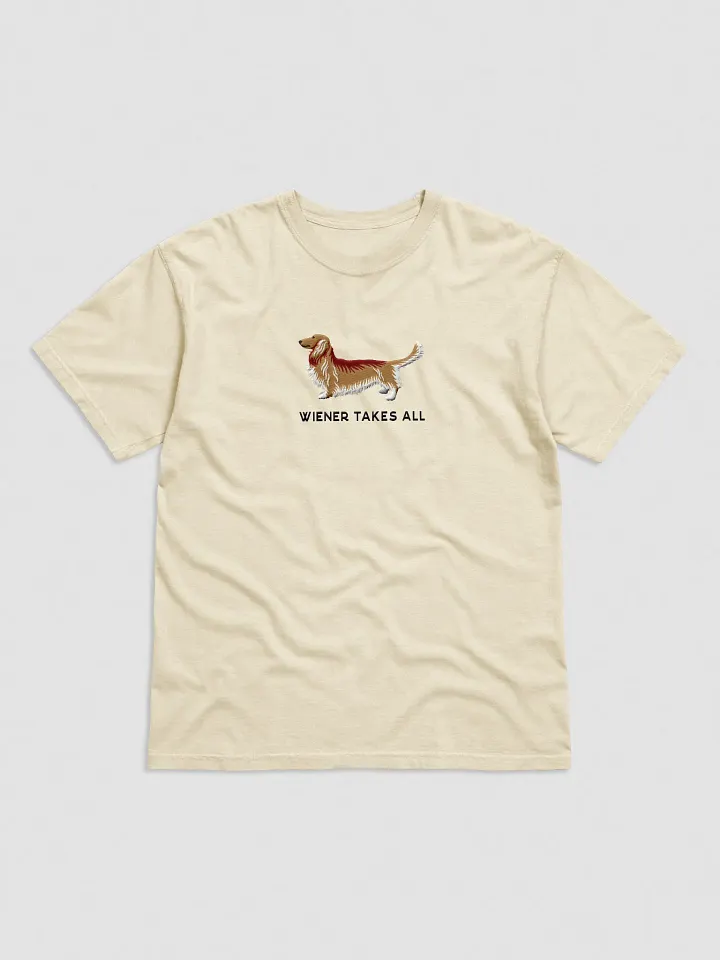 Wiener Takes All T-Shirt(Embroidered) of a Longhaired Dachshund(Fawn) product image (33)