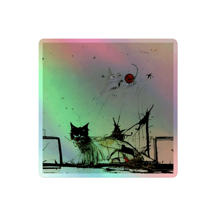 Whimsical Cat and Mouse Holographic Sticker Sheet product image (2)