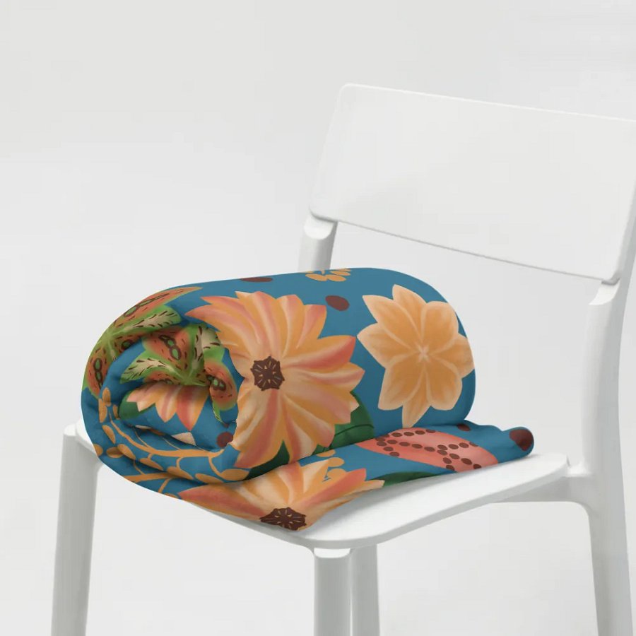 El Yunque Blue Floral Blanket product image (19)