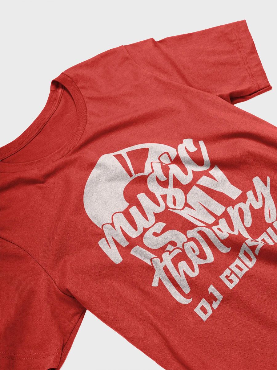 DJ T-Shirt With Graphic Rapper Merch Band Merch Music Merch By DJ GodSound "Music is My Therapy" Classic Fit UNISEX Red T-Shirt product image (3)