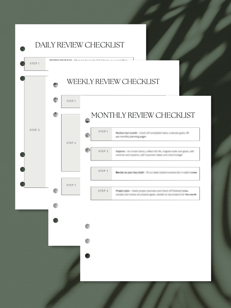 Monthly, Weekly, and Daily Review Checklists | A5 Printable product image (1)