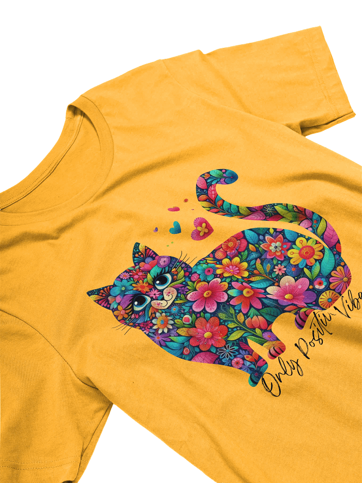 Whimsical Floral Cat T-Shirt product image (2)