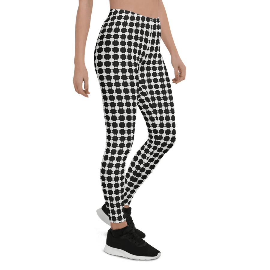 Abstract Black and White Chain Ladies Leggings product image (12)