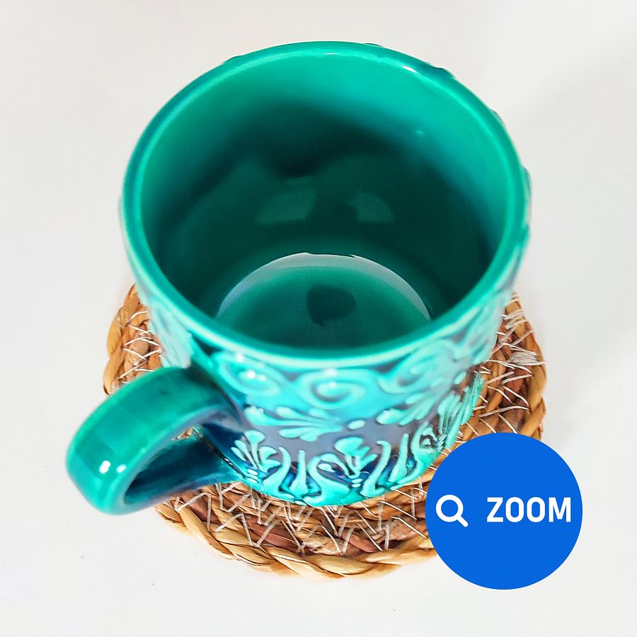 ☕ Ceramic small coffee mug, turquoise/green/emerald mug — handmade pottery product image (8)