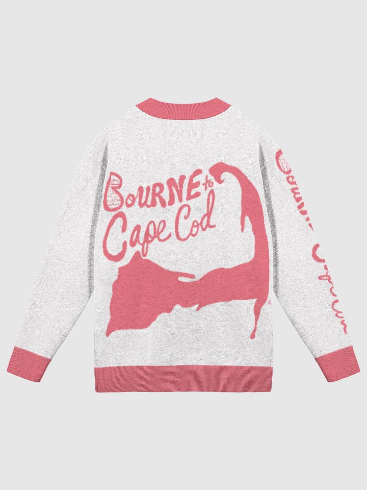 The Cape Cozy Cardigan | BOURNE to Cape Cod™ Unisex Knit Sweater | Coastal Classic Fit | Colors: Bleach White & Hot pink Trim product image (8)