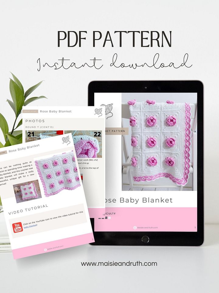 Crochet Pattern: Rose Baby Blanket product image (2)