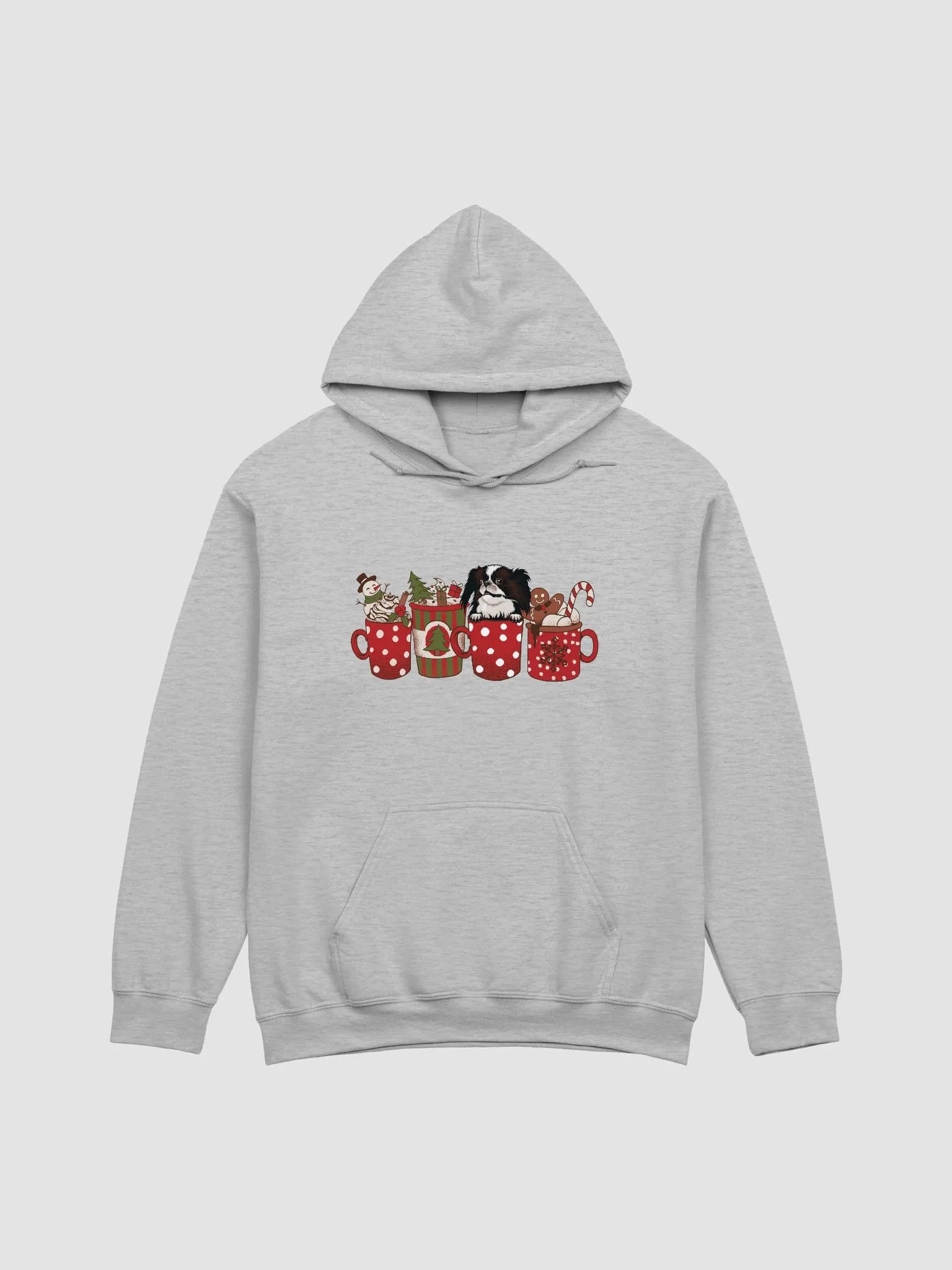 Cute Japanese Chin in a Christmas Cup Hooded Sweatshirt | Funny Christmas Pup in a Cup product image (24)