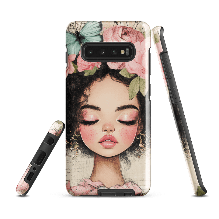 Pretty Black Girl Floral Crown Tough Phone Case for Samsung® – Artistic Protective Cover product image (1)