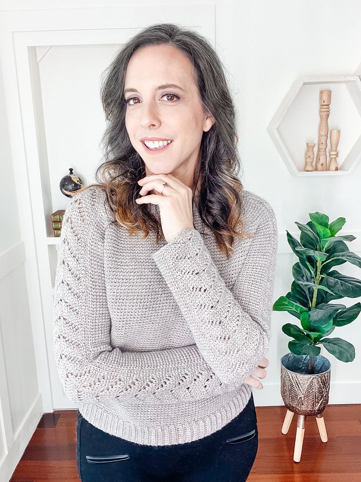 Crochet Along and Create a Beautiful Lace Sleeve Sweater! Lace Sleeve Crochet Sweater (9 Sizes) product image (2)