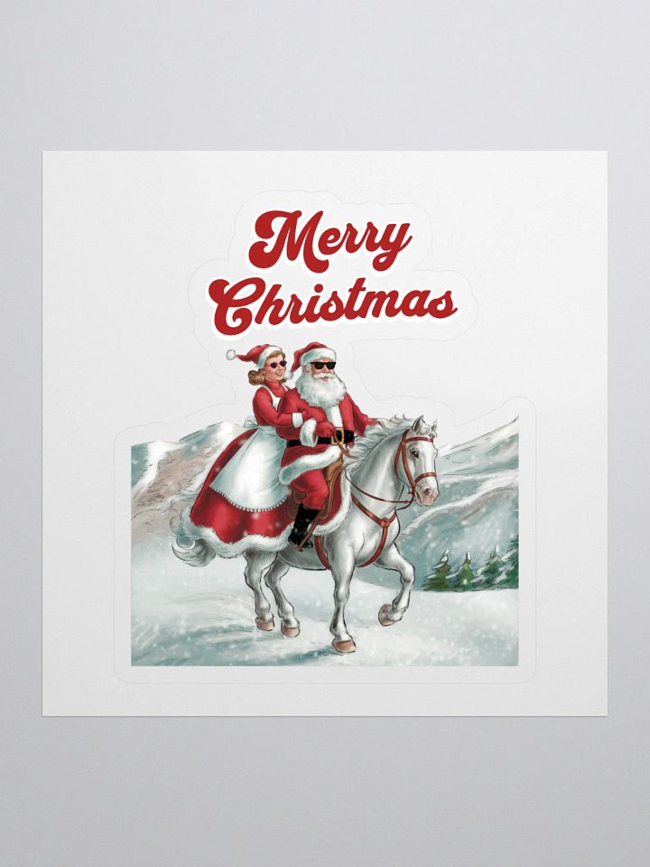 Mr. and Mrs. Santa Claus Horse Riding Sticker product image (1)
