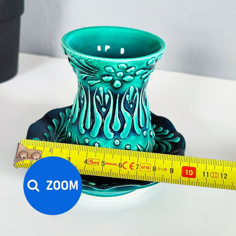Ceramic tea cup, turquoise/green/emerald mug — handmade pottery, handmade ceramic, home decor, handmade gift, Turkish ceramic product image (9)