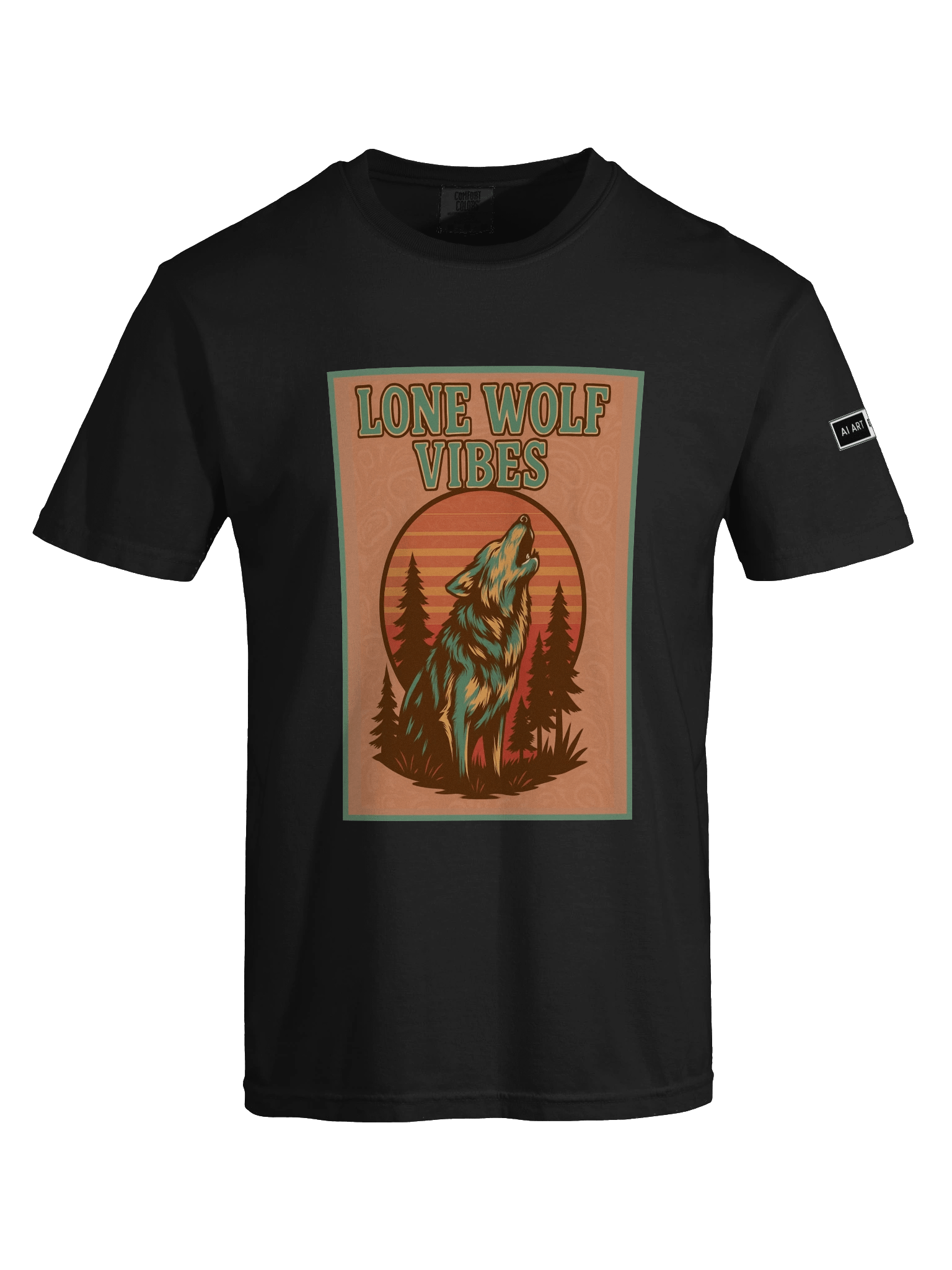 "LONE WOLF VIBES" 100% cotton T-shirt product image (21)