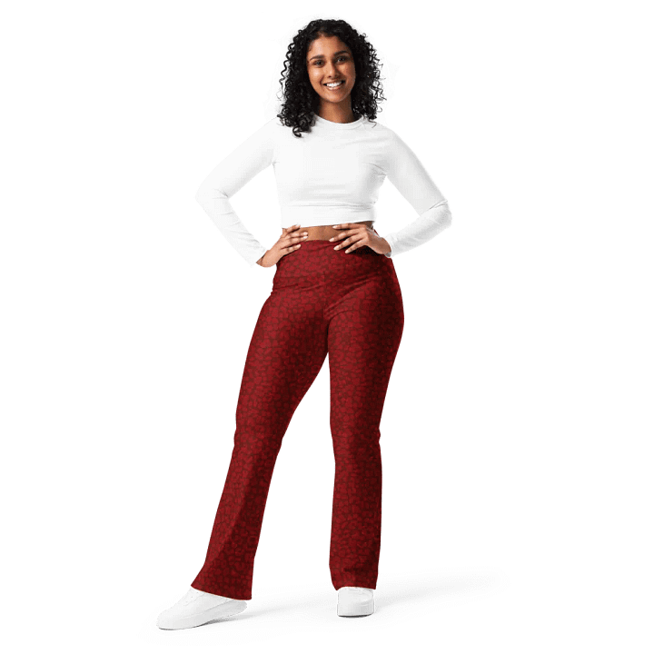 Burgundy Leopard Print Flare Leggings product image (1)