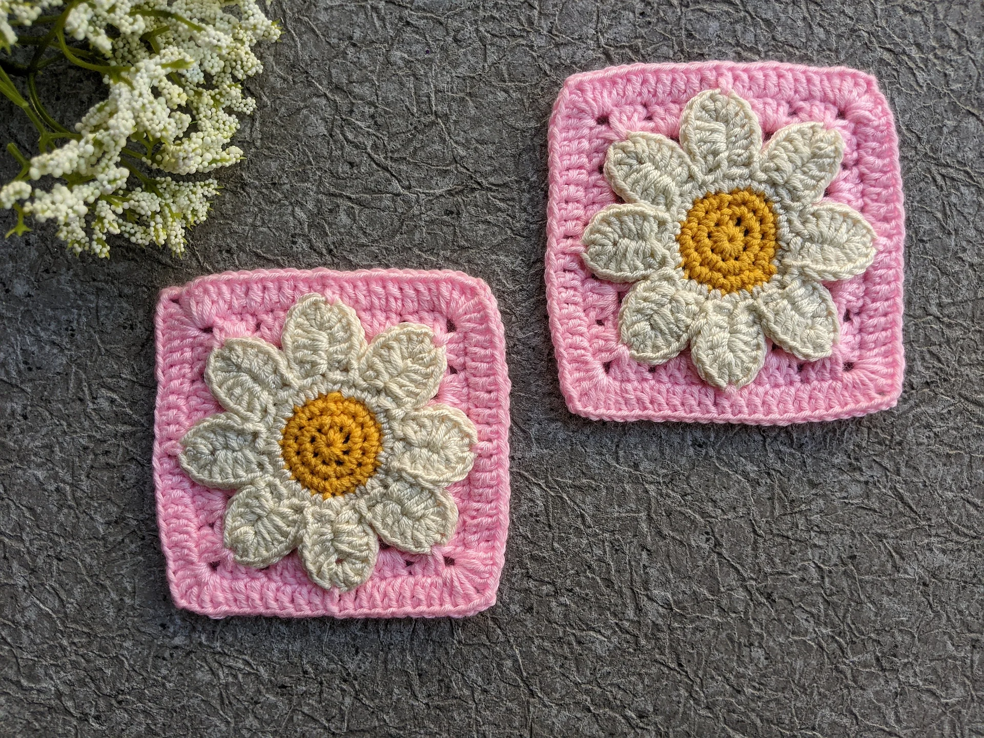 Crochet 3-D Daisy Flower Granny Square Pattern product image (4)