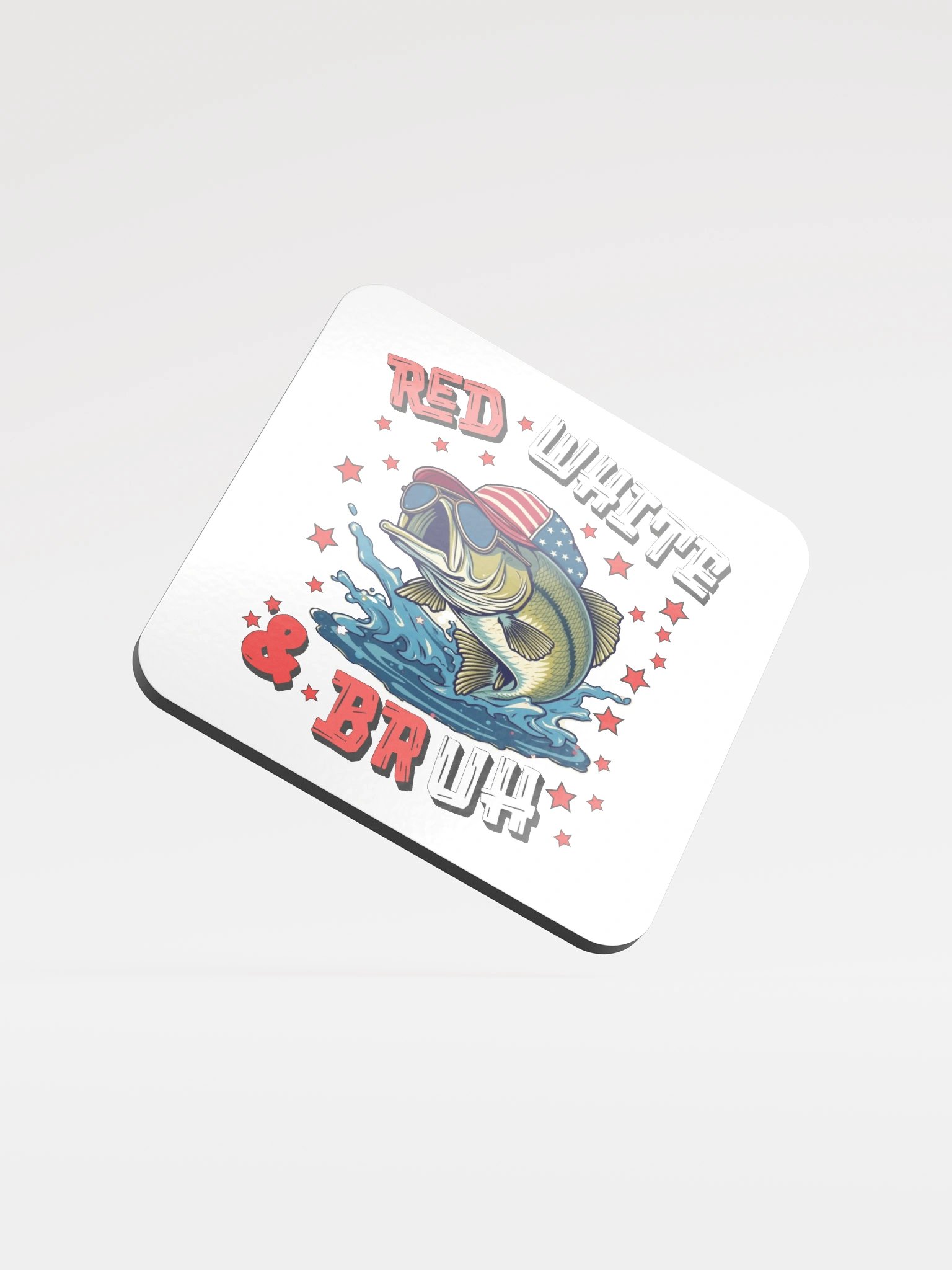 Red White And Bruh Fishing Patriotic Cork Coaster product image (2)