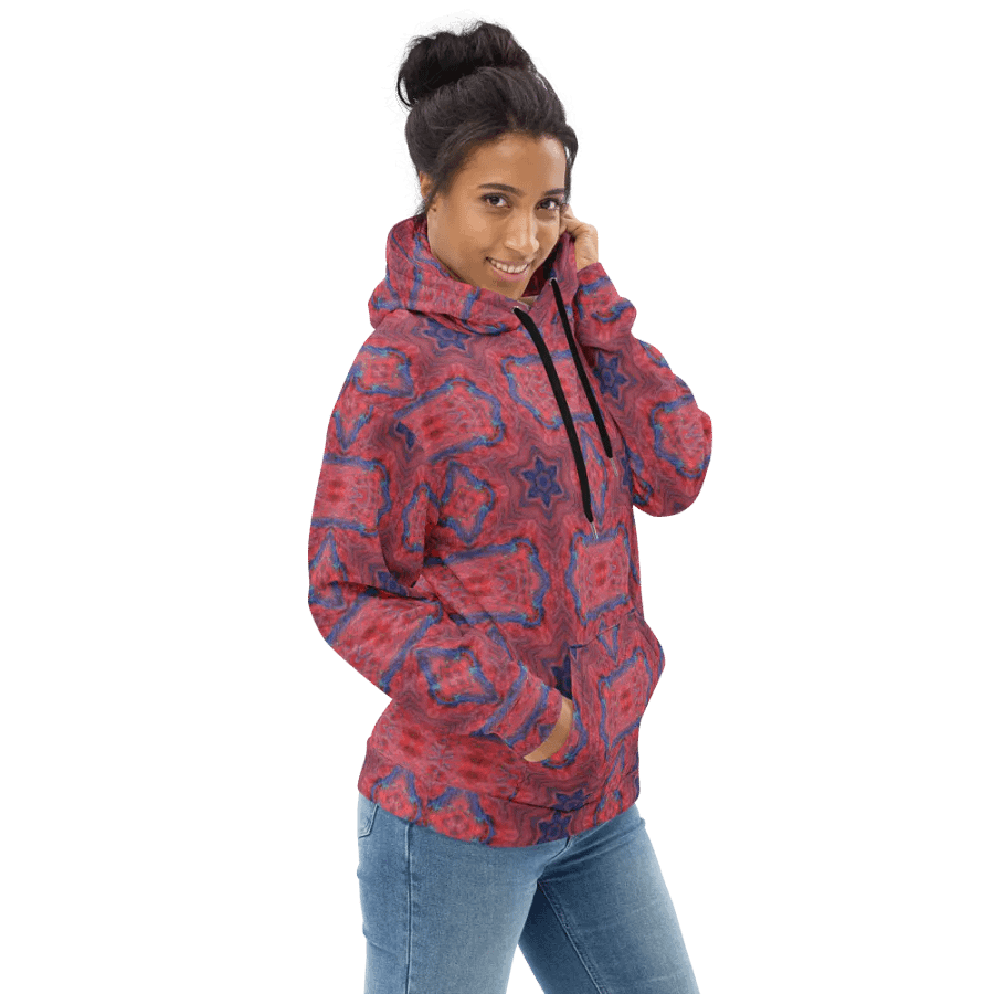 Abstract Repeating Star Pattern in Red Unisex All Over Print Hoodie product image (3)