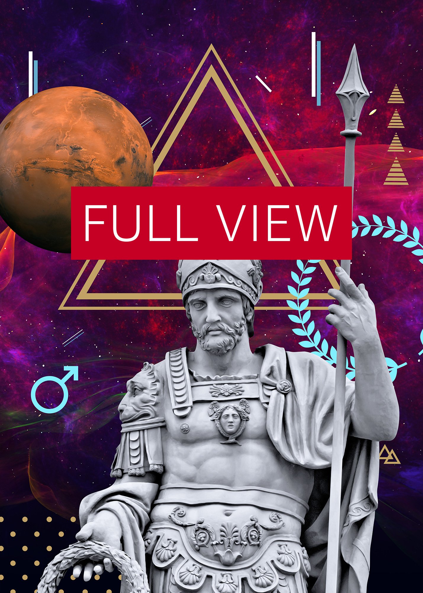 Vaporwave poster: Gods and Planets, Mars (Ares) [synthwave/vaporwave/retrowave/cyberpunk] — aesthetic poster, retrowave poster, neon poster product image (3)