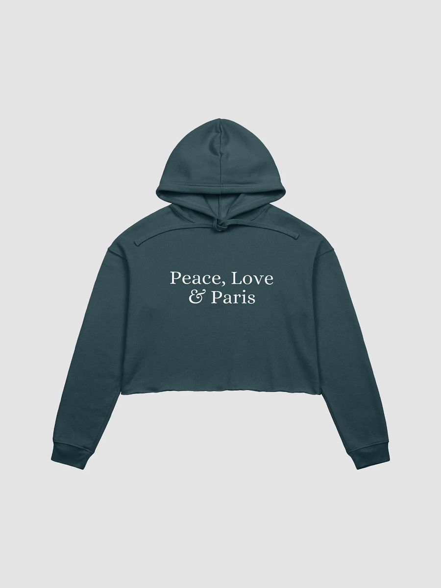 Peace, Love and Paris Cropped Hoodie | White Ink Design product image (1)