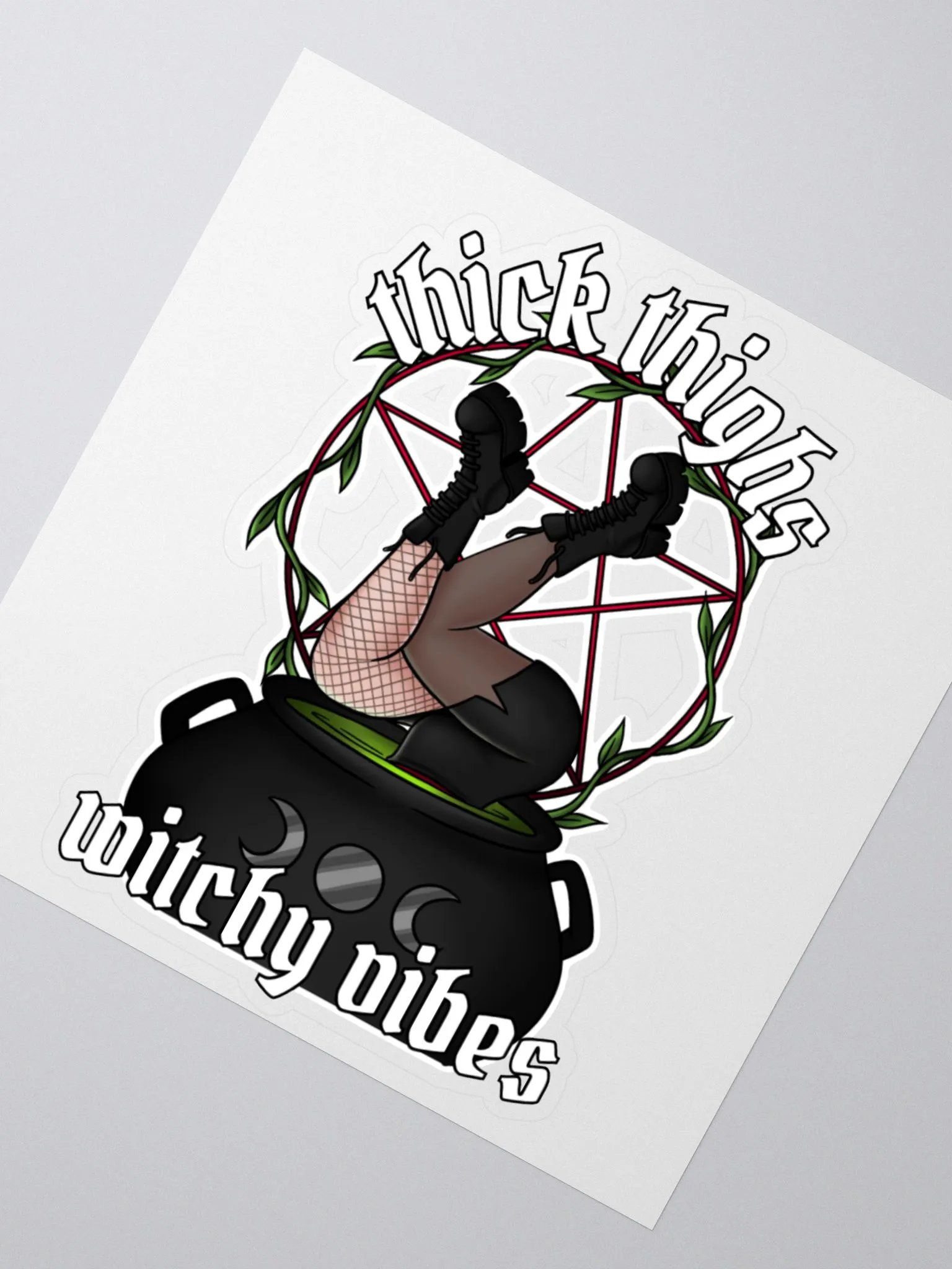 Thick Thighs Witchy Vibes Kiss Cut Sticker product image (2)