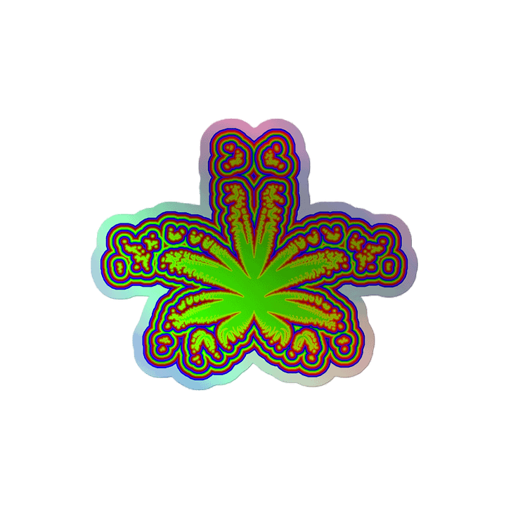 Rad Rainbow Weed Leaf Holographic Sticker, Cannabis Queer Pride Art product image (2)