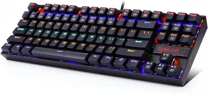 Redragon Kumara K552 Rainbow LED Backlit TKL Ten Key-Less Mechanical Wired Gaming Keyboard Without Numlock Keys (Black) product image (1)