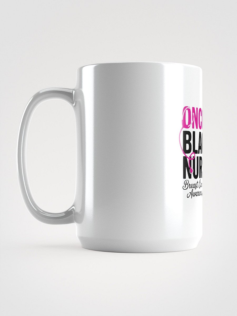 Oncology Black Nurse Mug - Breast Cancer Awareness Coffee Cup | Pink Ribbon Medical Professional Gift | 15oz Ceramic Mug product image (1)