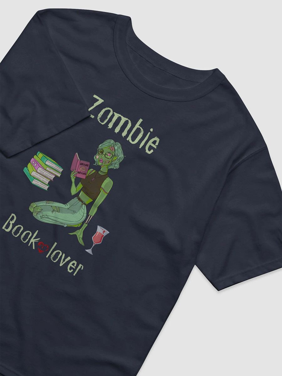 Zombie Book Lover Navy Relaxed T-shirt product image (4)