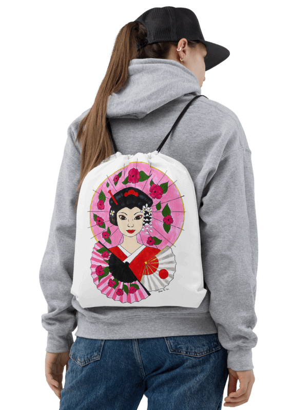 Japanese Geisha (art by Dina R.) acrylic painting picture - Drawstring Bag product image (3)