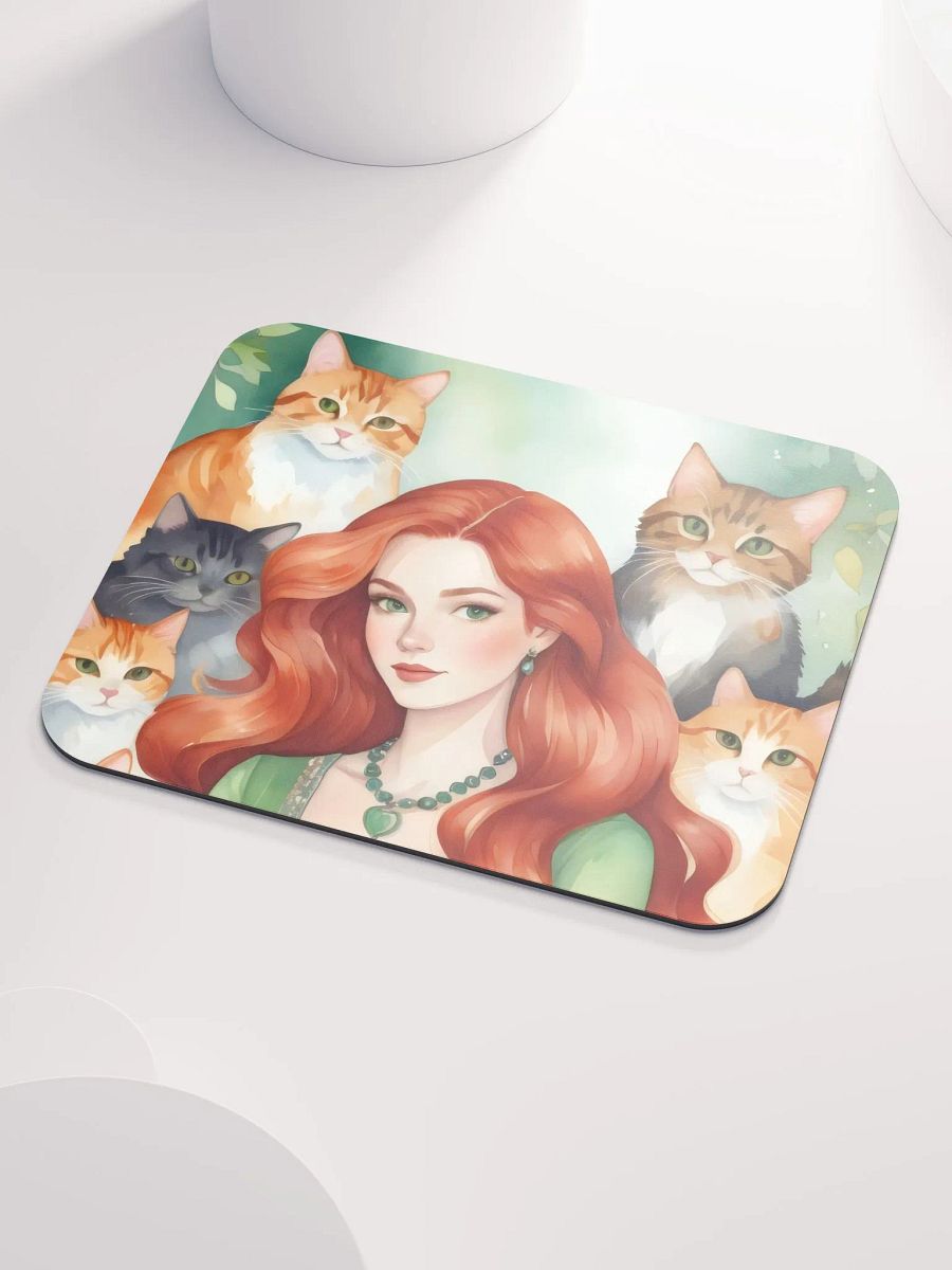 Red Cat Lady Mouse Pad product image (4)