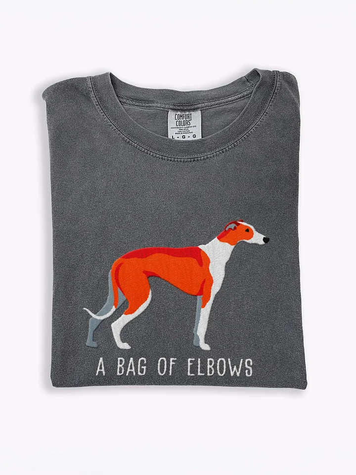 A Bag of Elbows T-Shirt(Embroidered) of a Greyhound(Red & White) product image (1)