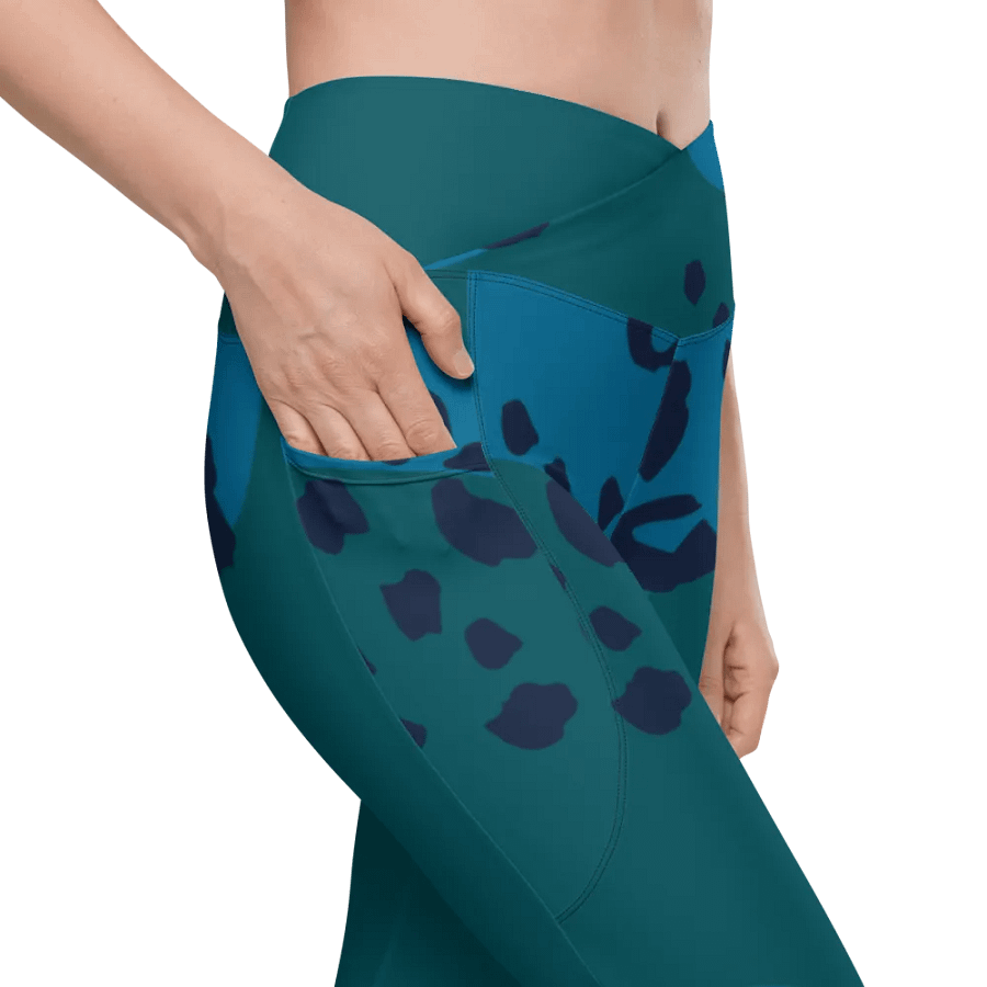 Flowing Teal Camo Leggings with Pockets product image (10)