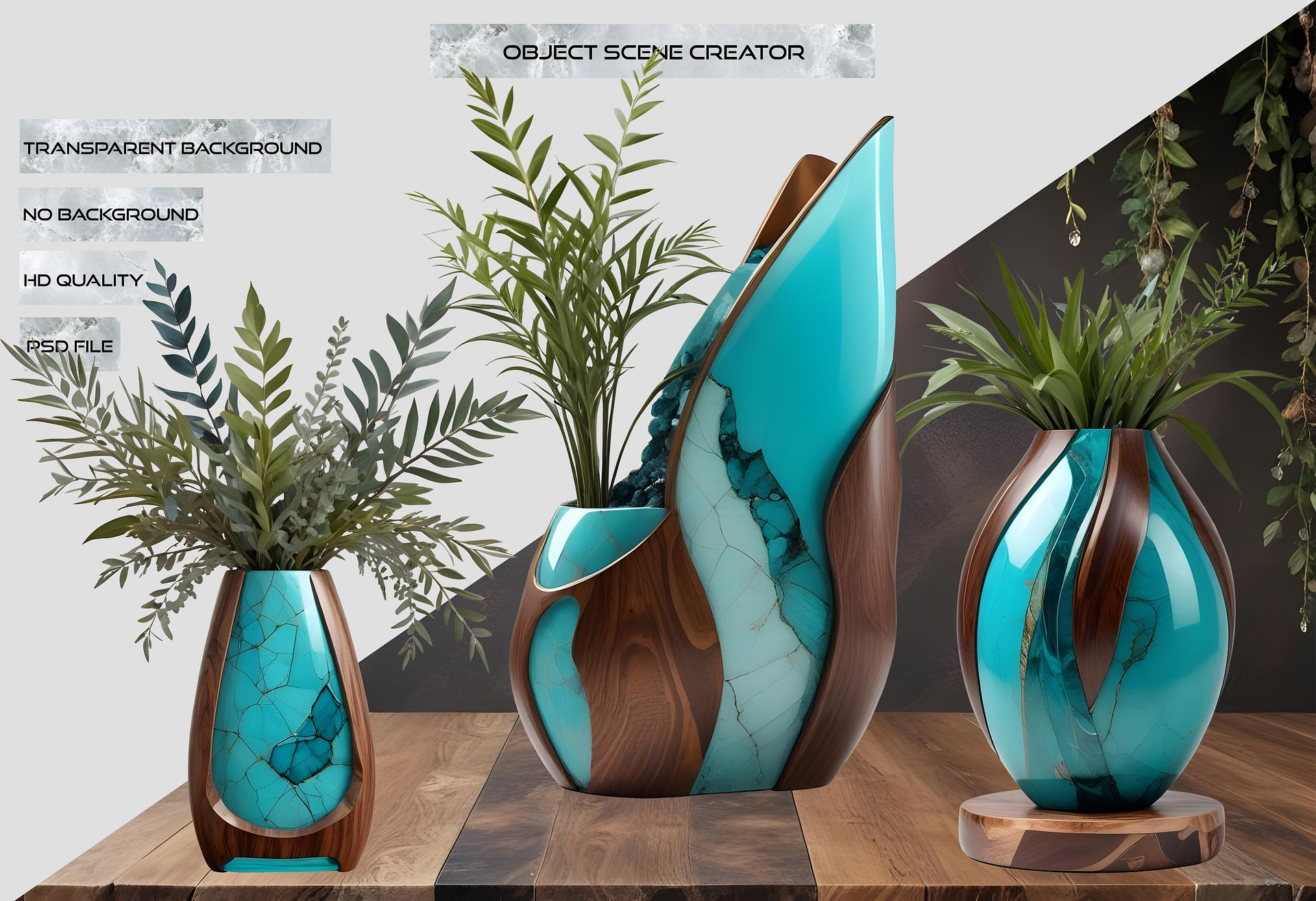 Set of 10 Art Deco-Style Vases, PNG product image (2)