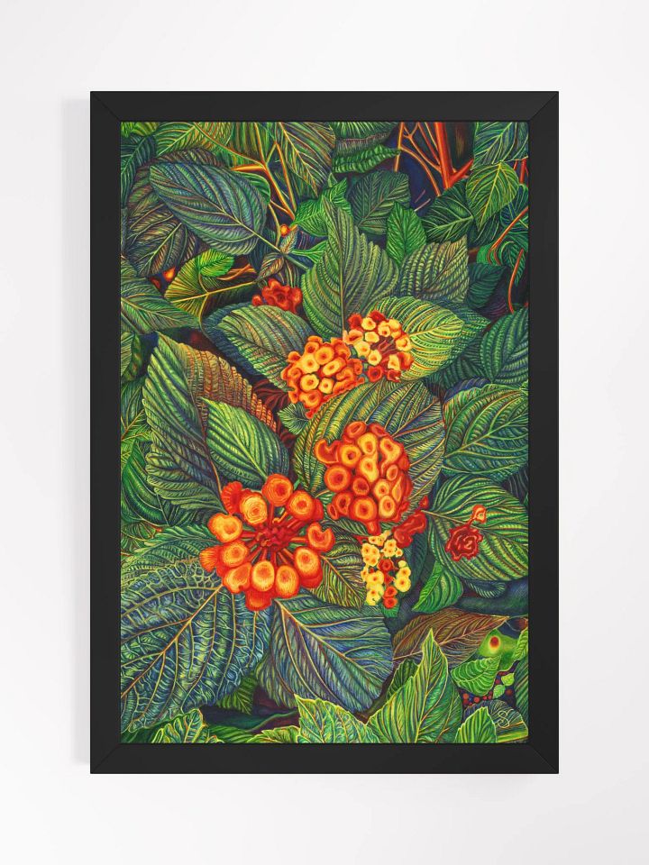 Vibrant Matte Poster in Ayous Wood Frame - Bright Orange Flowers product image (1)