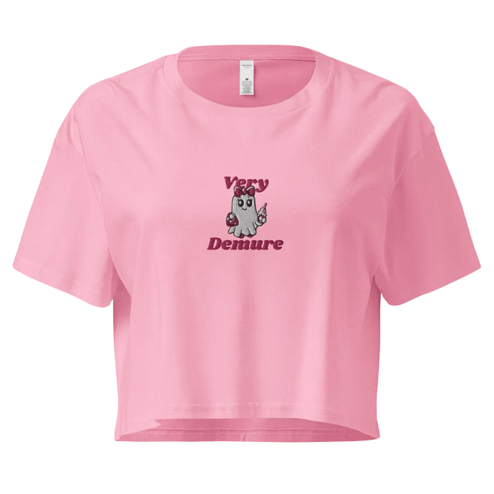 Very Demure Cute Ghost Embroidered Crop Top product image (1)