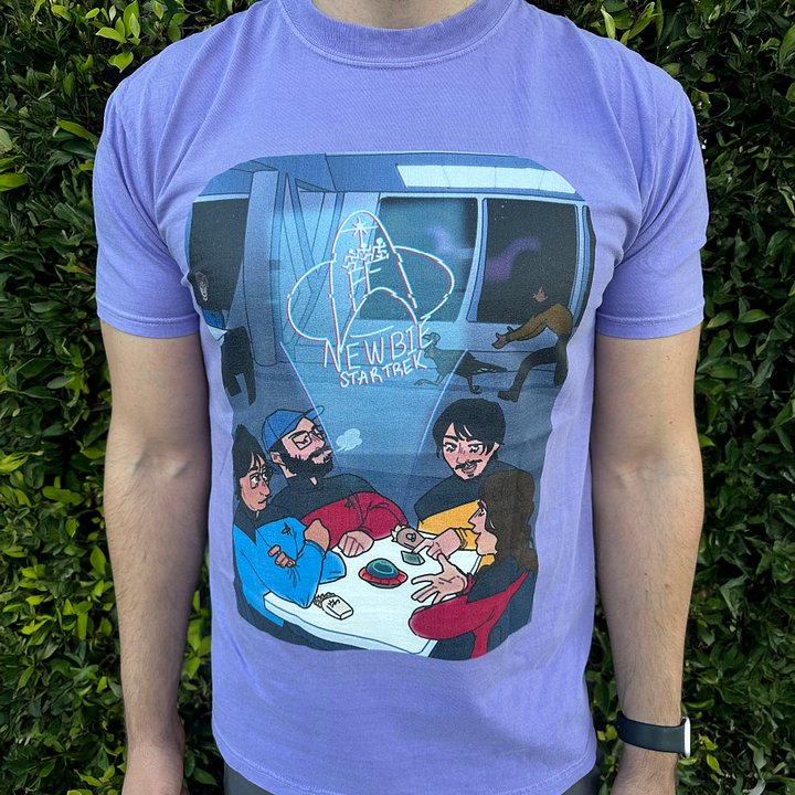 "Chillin' in Ten Forward" T-shirt by SKELERANG (Purple) product image (2)