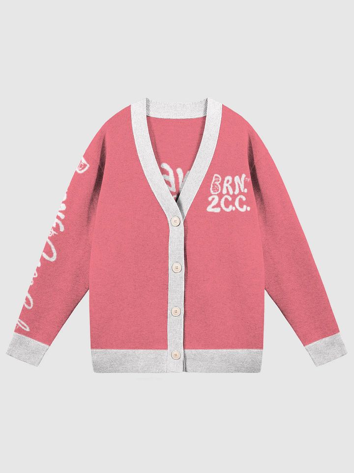 The Cape Cozy Cardigan | BOURNE to Cape Cod™ Unisex Knit Sweater | Coastal Classic Fit | Colors: Hot Pink & White Trim product image (1)